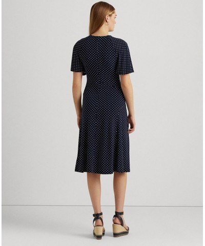 Women's Polka-Dot Jersey Dress Navy/cream $56.00 Dresses