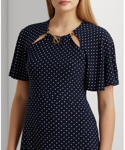 Women's Polka-Dot Jersey Dress Navy/cream $56.00 Dresses