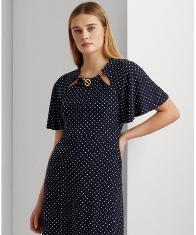 Women's Polka-Dot Jersey Dress Navy/cream $56.00 Dresses