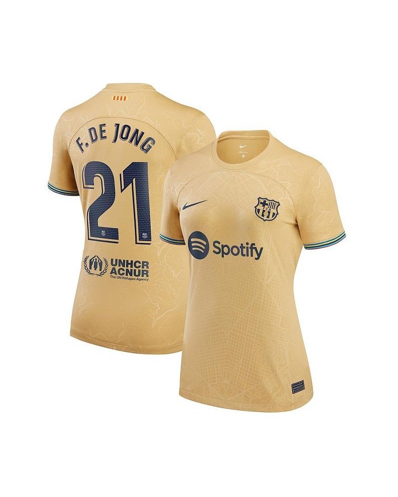 Women's Frenkie de Jong Yellow Barcelona 2022/23 Away Replica Player Jersey Yellow $60.20 Jersey