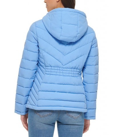 Women's Hooded Packable Puffer Coat Navy $42.90 Coats