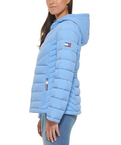 Women's Hooded Packable Puffer Coat Navy $42.90 Coats