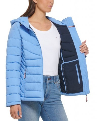 Women's Hooded Packable Puffer Coat Navy $42.90 Coats