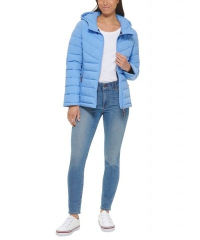 Women's Hooded Packable Puffer Coat Navy $42.90 Coats