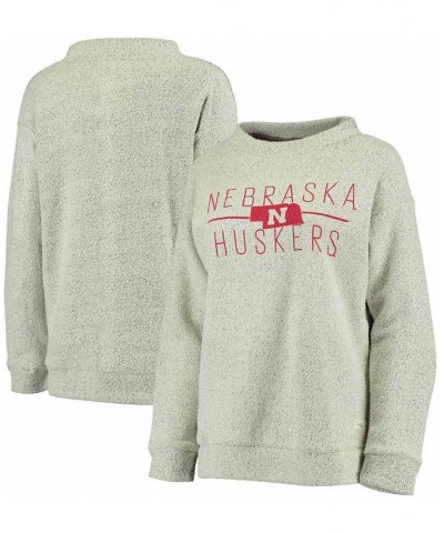 Women's Ash Nebraska Huskers Comfy Terry Crew Sweatshirt Ash $30.55 Sweatshirts