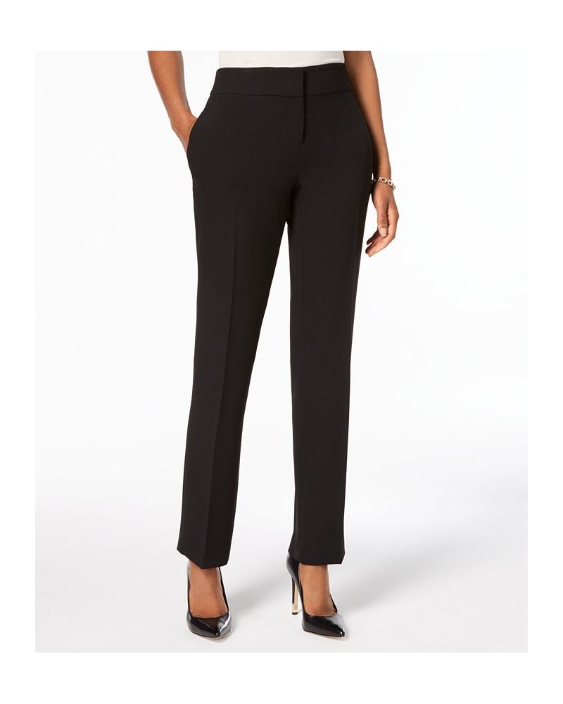 Petite Slim Straight-Leg Trousers Black $25.47 Pants