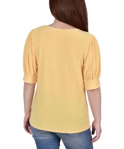 Petite Short Sleeve Balloon Sleeve Top Navy $14.08 Tops