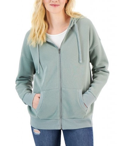 Juniors' Oversized Zip-Front Hoodie Green $13.20 Sweatshirts