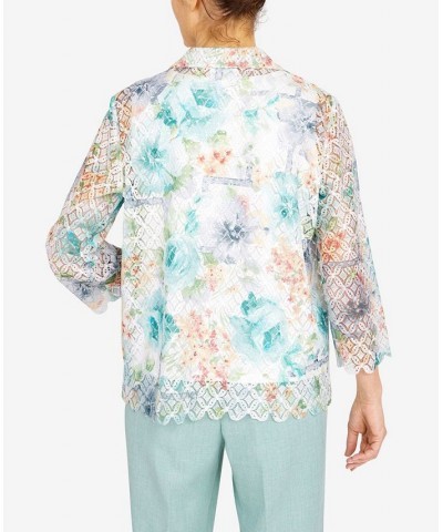 Petite Lady Like Lace Floral Trellis Two For One Top Multi $24.83 Tops