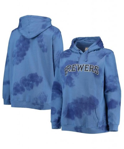Women's Navy Milwaukee Brewers Plus Size Cloud Pullover Hoodie Navy $39.20 Sweatshirts