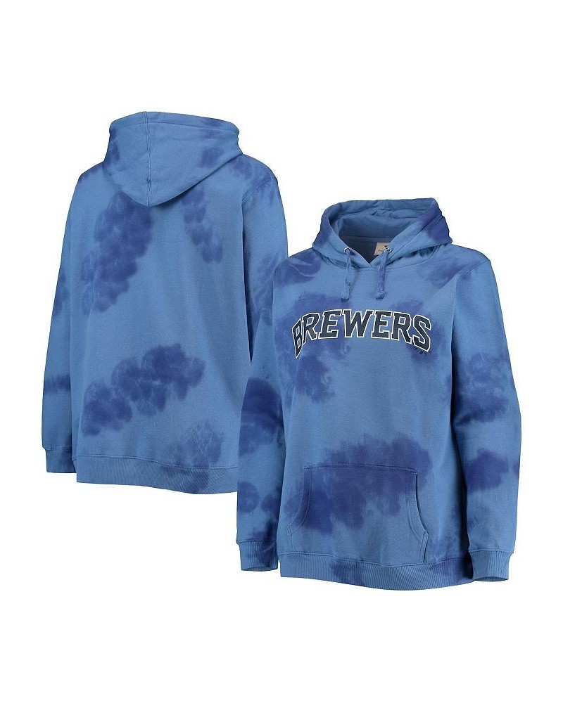 Women's Navy Milwaukee Brewers Plus Size Cloud Pullover Hoodie Navy $39.20 Sweatshirts