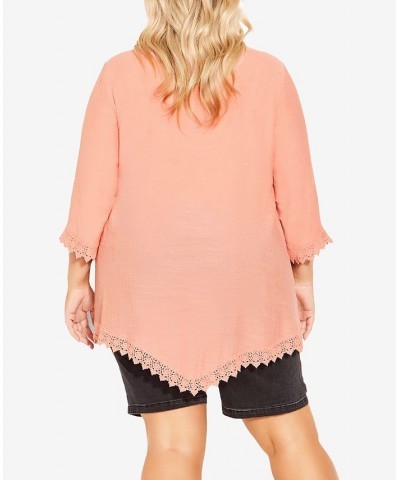 Plus Size Ellie Pintuck Lace Top Pink $27.06 Tops