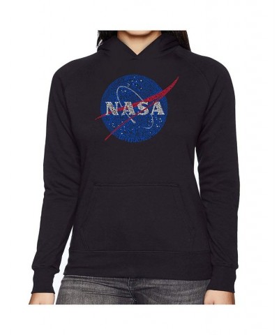 Women's Word Art Hooded Sweatshirt -Nasa's Most Notable Missions Black $25.20 Sweatshirts