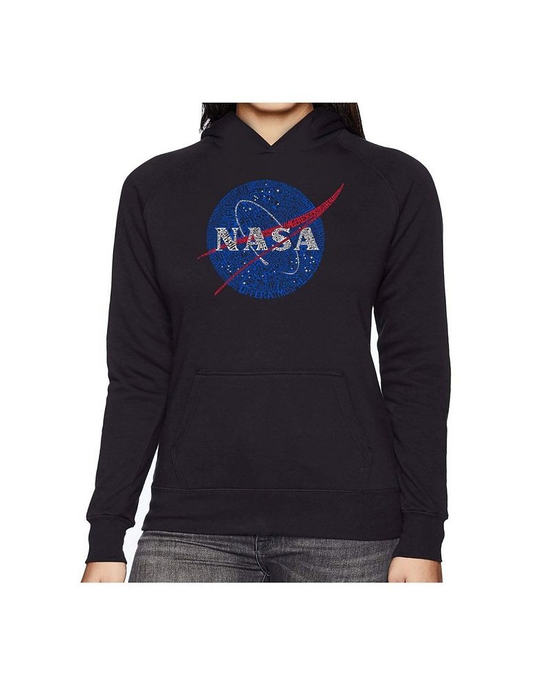 Women's Word Art Hooded Sweatshirt -Nasa's Most Notable Missions Black $25.20 Sweatshirts