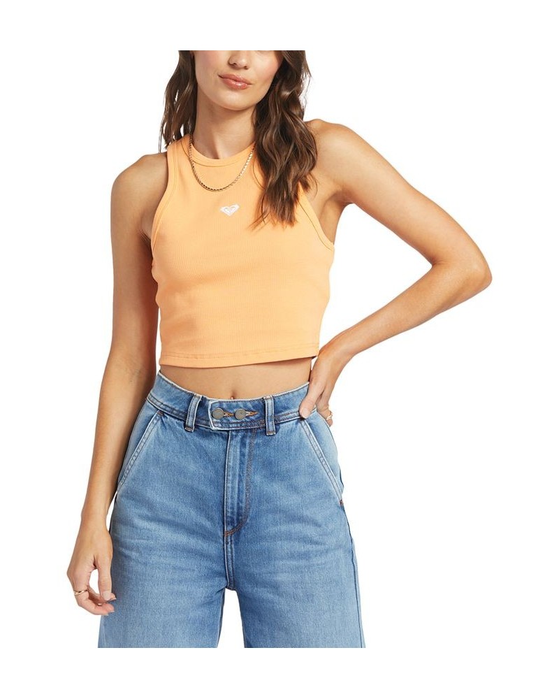 Juniors' Bright Boardwalk Ribbed Cropped Tank Top Orange $24.84 Tops