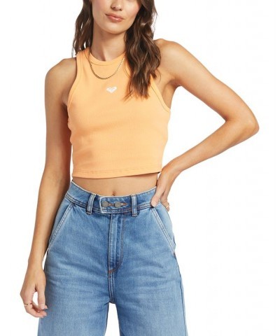 Juniors' Bright Boardwalk Ribbed Cropped Tank Top Orange $24.84 Tops