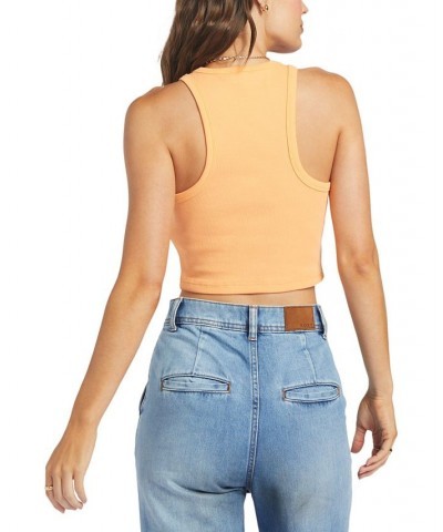 Juniors' Bright Boardwalk Ribbed Cropped Tank Top Orange $24.84 Tops