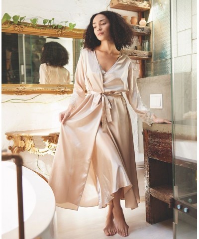 Stella Satin Venise Trim Robe Ivory $15.62 Sleepwear