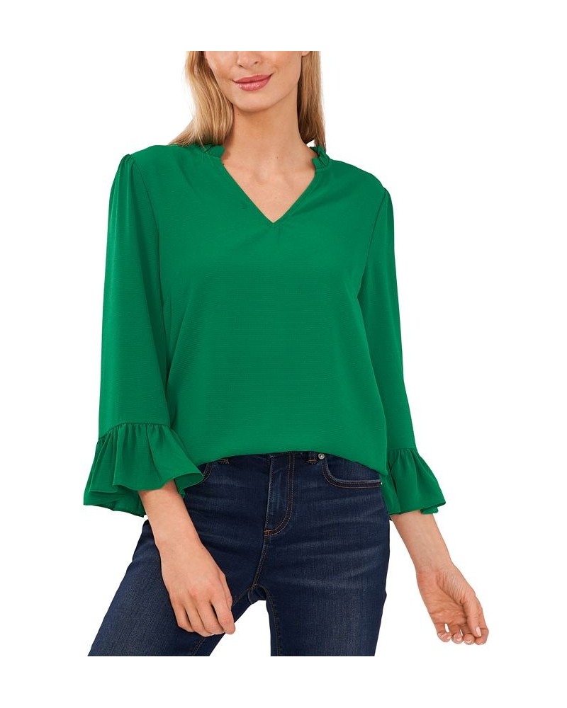 Ruffle-Sleeve Top Green $38.71 Tops