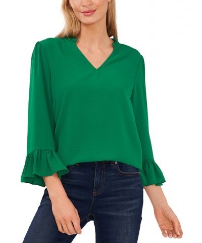 Ruffle-Sleeve Top Green $38.71 Tops