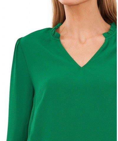 Ruffle-Sleeve Top Green $38.71 Tops