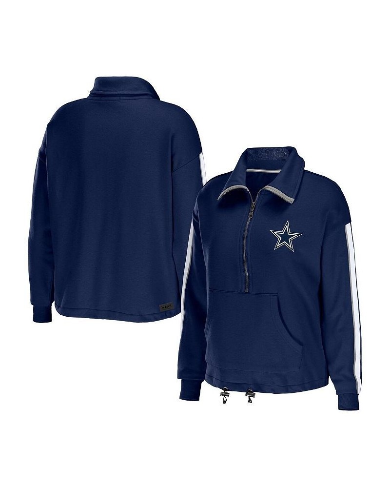 Women's Navy Dallas Cowboys Logo Stripe Half-Zip Top Navy $44.19 Tops