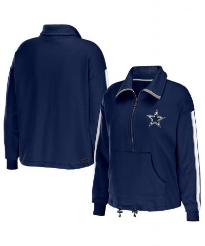 Women's Navy Dallas Cowboys Logo Stripe Half-Zip Top Navy $44.19 Tops