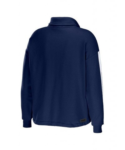 Women's Navy Dallas Cowboys Logo Stripe Half-Zip Top Navy $44.19 Tops