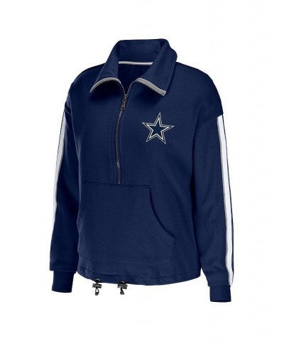 Women's Navy Dallas Cowboys Logo Stripe Half-Zip Top Navy $44.19 Tops