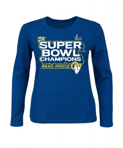 Women's Branded Royal Los Angeles Rams Super Bowl LVI Champions Parade Long Sleeve Scoop Neck Plus Size T-shirt Royal $33.59 ...