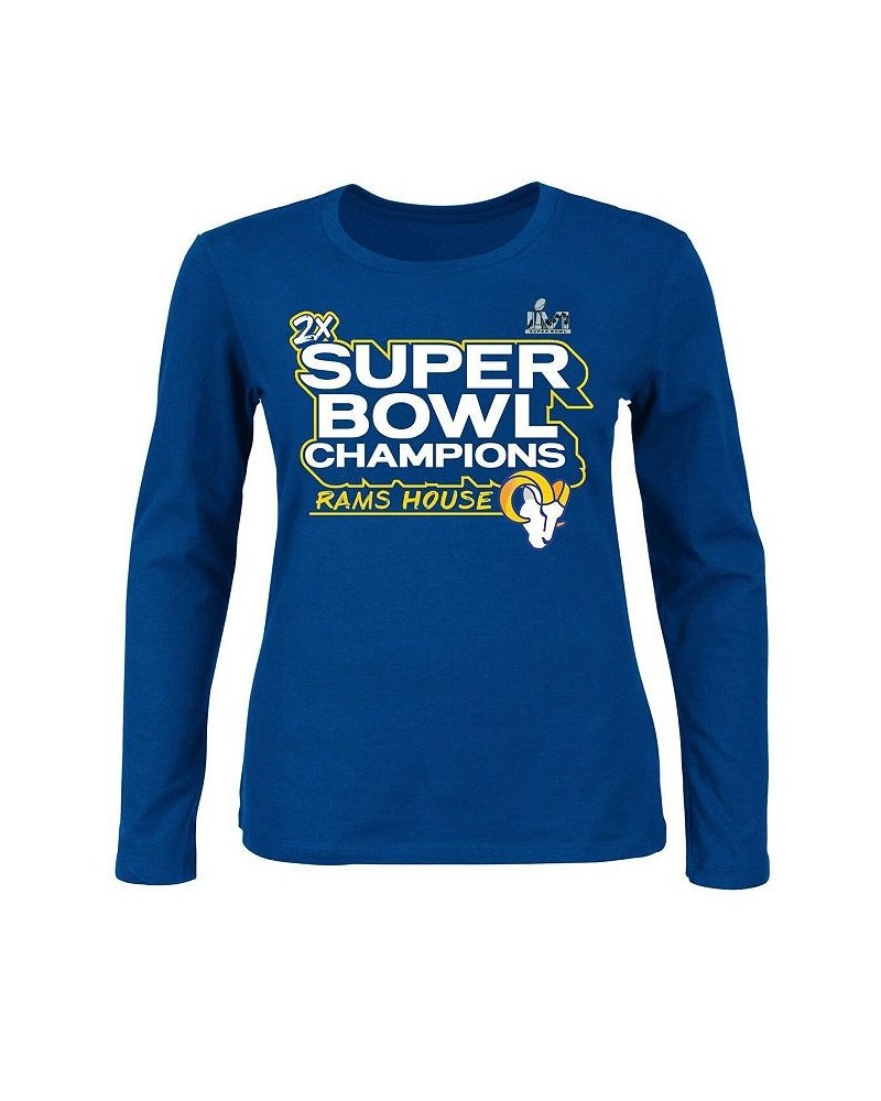 Women's Branded Royal Los Angeles Rams Super Bowl LVI Champions Parade Long Sleeve Scoop Neck Plus Size T-shirt Royal $33.59 ...