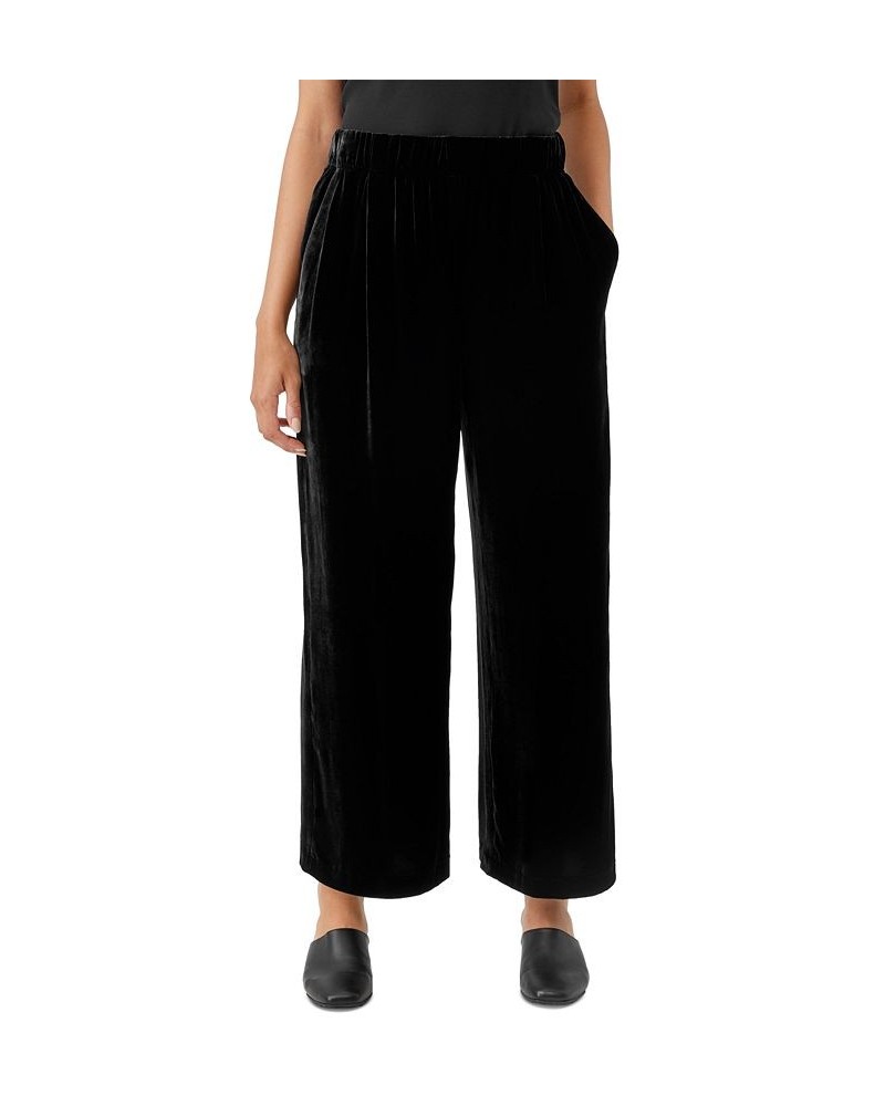 Women's Silk & Velvet Draped Pull-On Pants Black $37.54 Pants