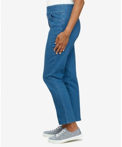 Petite Size Key Items Pull-On Super Stretch Mid- Rise Short Straight Leg Pants Medium Denim $23.90 Pants