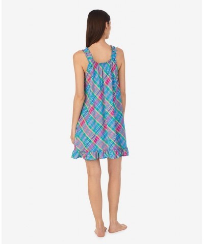 Women's Sleeveless Smocked Neck Flounce Gown Multi Plaid $33.84 Sleepwear