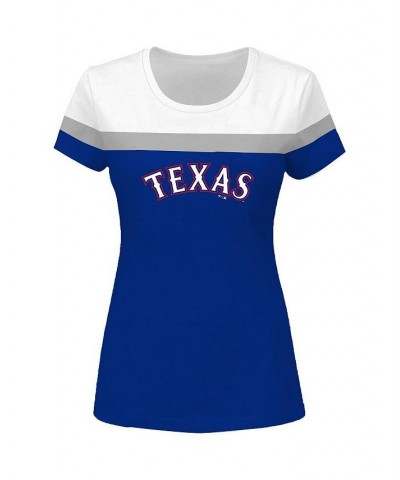 Women's White and Royal Texas Rangers Plus Size Colorblock T-shirt White, Royal $24.00 Tops