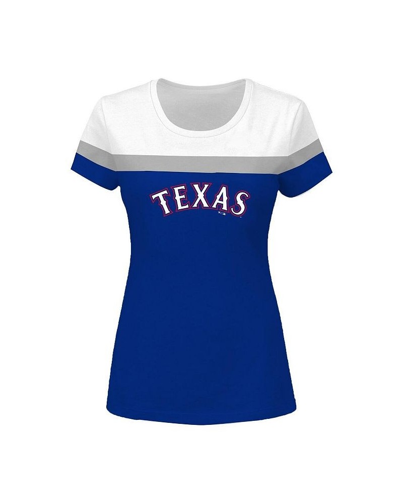 Women's White and Royal Texas Rangers Plus Size Colorblock T-shirt White, Royal $24.00 Tops