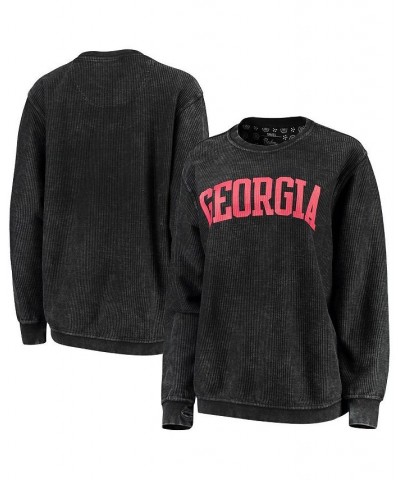Women's Black Georgia Bulldogs Comfy Cord Vintage-Like Wash Basic Arch Pullover Sweatshirt Black $36.00 Sweatshirts