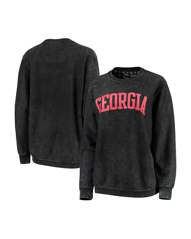 Women's Black Georgia Bulldogs Comfy Cord Vintage-Like Wash Basic Arch Pullover Sweatshirt Black $36.00 Sweatshirts