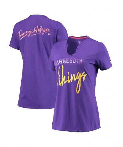 Women's Purple Minnesota Vikings Riley V-Neck T-shirt Purple $20.25 Tops
