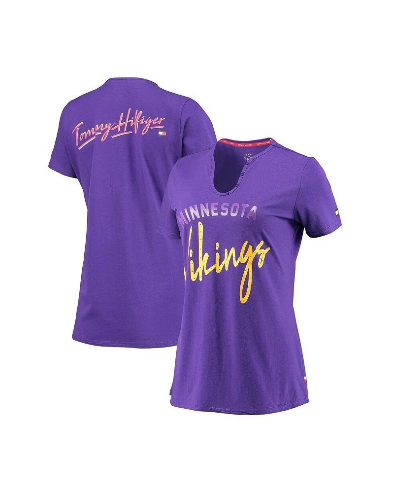 Women's Purple Minnesota Vikings Riley V-Neck T-shirt Purple $20.25 Tops