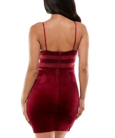 Juniors' Velvet Asymmetrical Dress Wine $18.11 Dresses