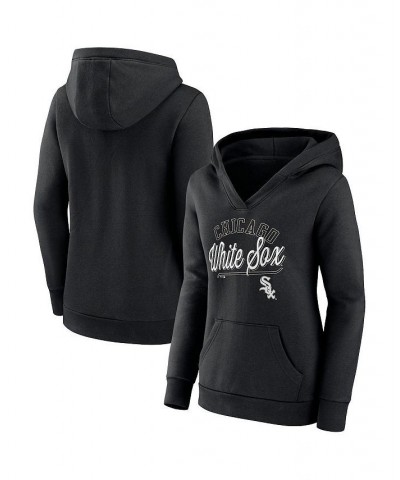 Women's Branded Black Chicago White Sox Simplicity Crossover V-Neck Pullover Hoodie Black $33.00 Sweatshirts