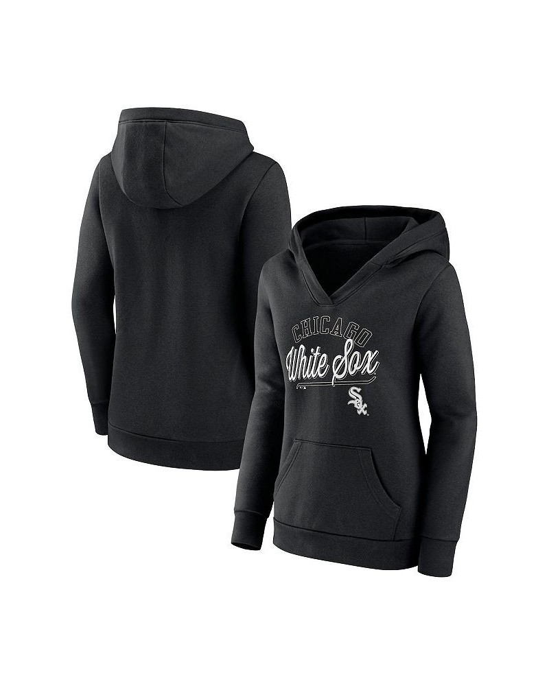 Women's Branded Black Chicago White Sox Simplicity Crossover V-Neck Pullover Hoodie Black $33.00 Sweatshirts