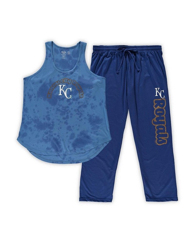 Women's Royal Kansas City Royals Plus Size Jersey Tank Top and Pants Sleep Set Royal $24.64 Pajama