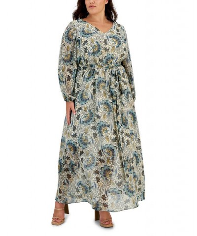 Plus Size V-Neck Maxi Dress Cloud Cream Multi $48.65 Dresses