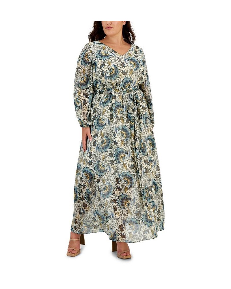 Plus Size V-Neck Maxi Dress Cloud Cream Multi $48.65 Dresses