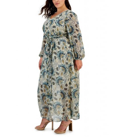 Plus Size V-Neck Maxi Dress Cloud Cream Multi $48.65 Dresses