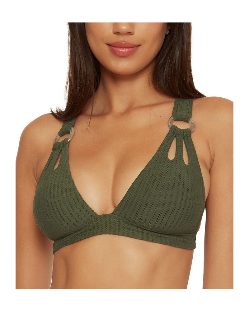 Women's Line In The Sand Cutout Textured Bikini Top Cactus $35.20 Swimsuits