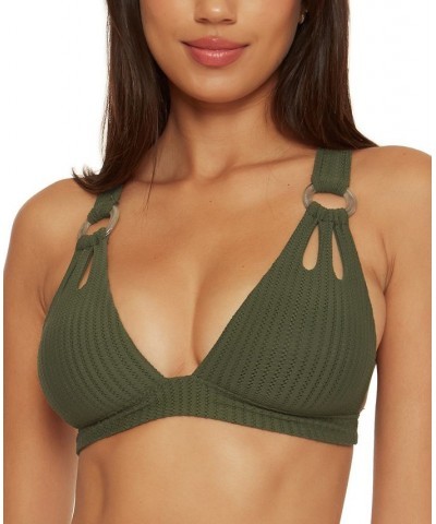 Women's Line In The Sand Cutout Textured Bikini Top Cactus $35.20 Swimsuits