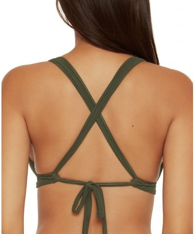 Women's Line In The Sand Cutout Textured Bikini Top Cactus $35.20 Swimsuits